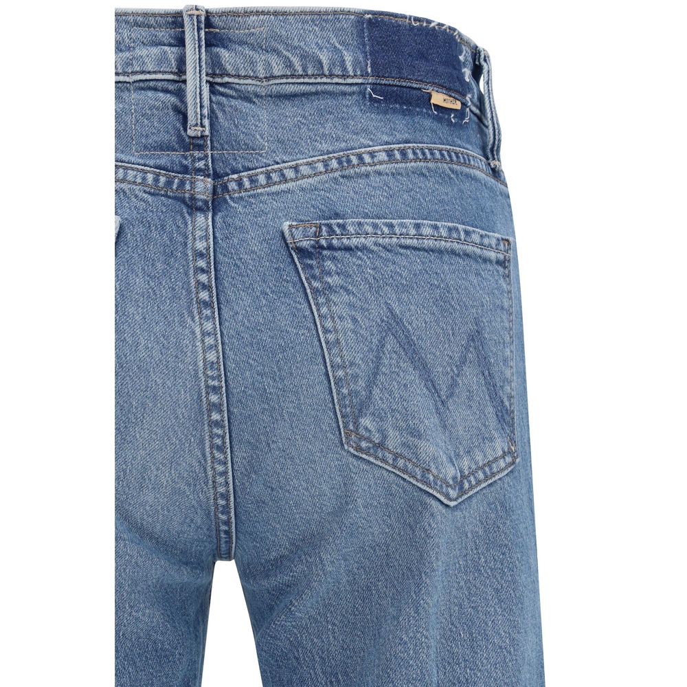 Mother Denim Blue Cotton Straight-Leg Jeans