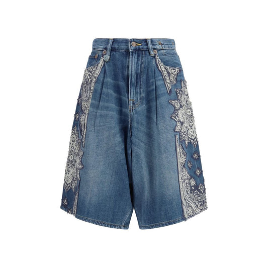 R13 Blue Cotton Bermuda Shorts