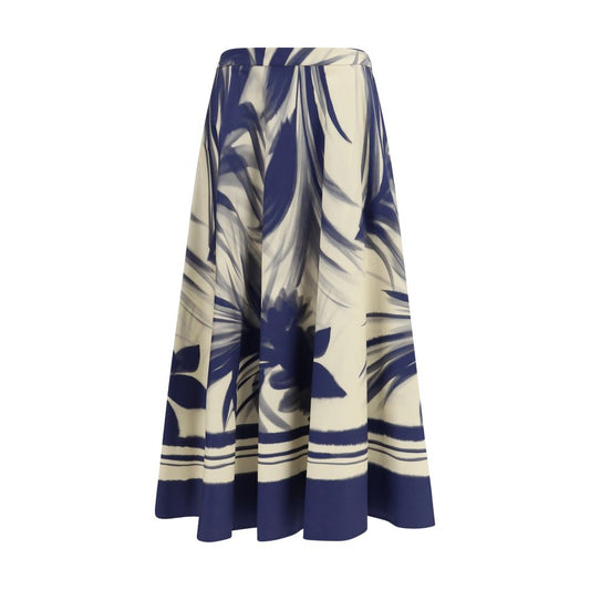 Sara Roka Blue Cotton Midi Skirt