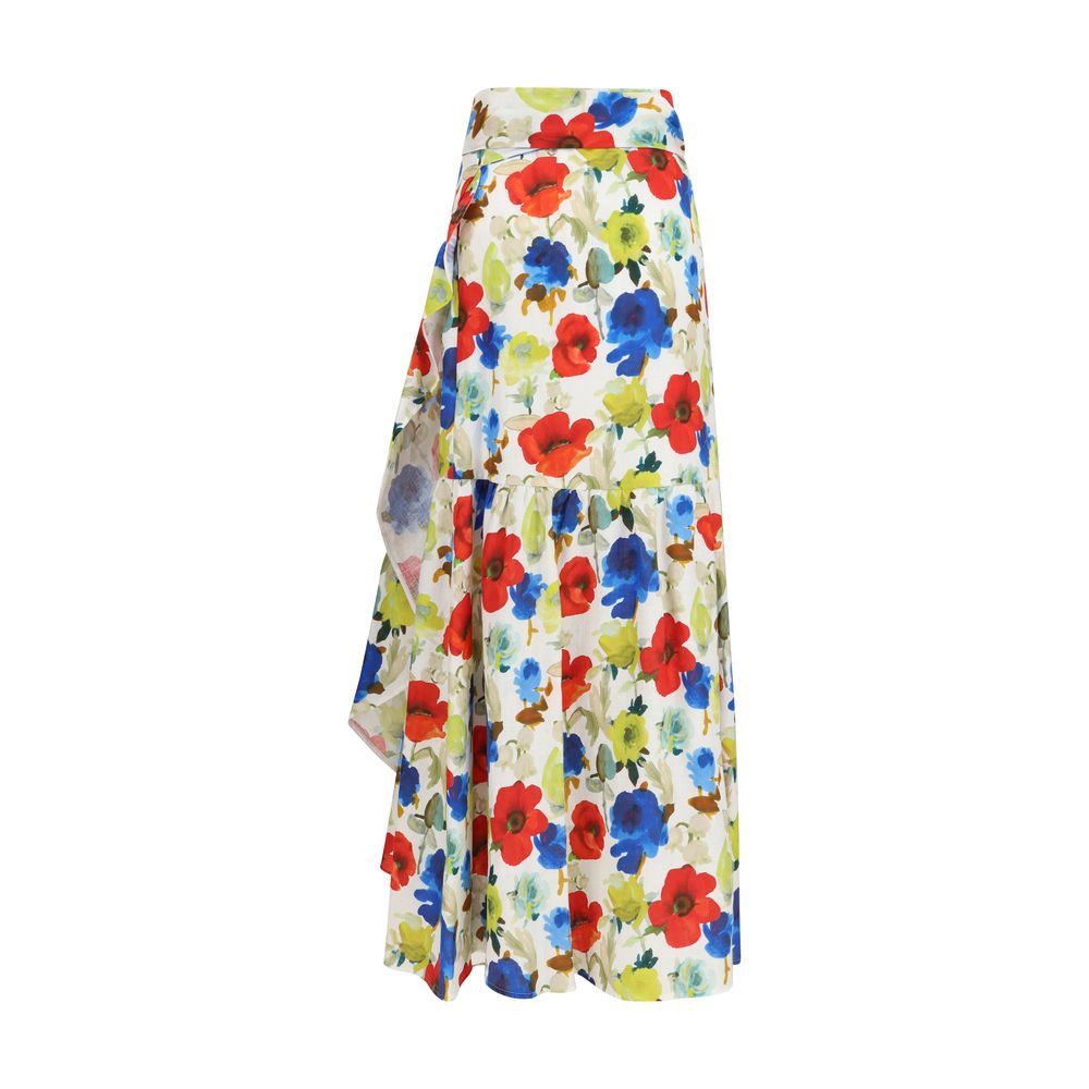 Sara Roka Multicolor Linen Long Skirt