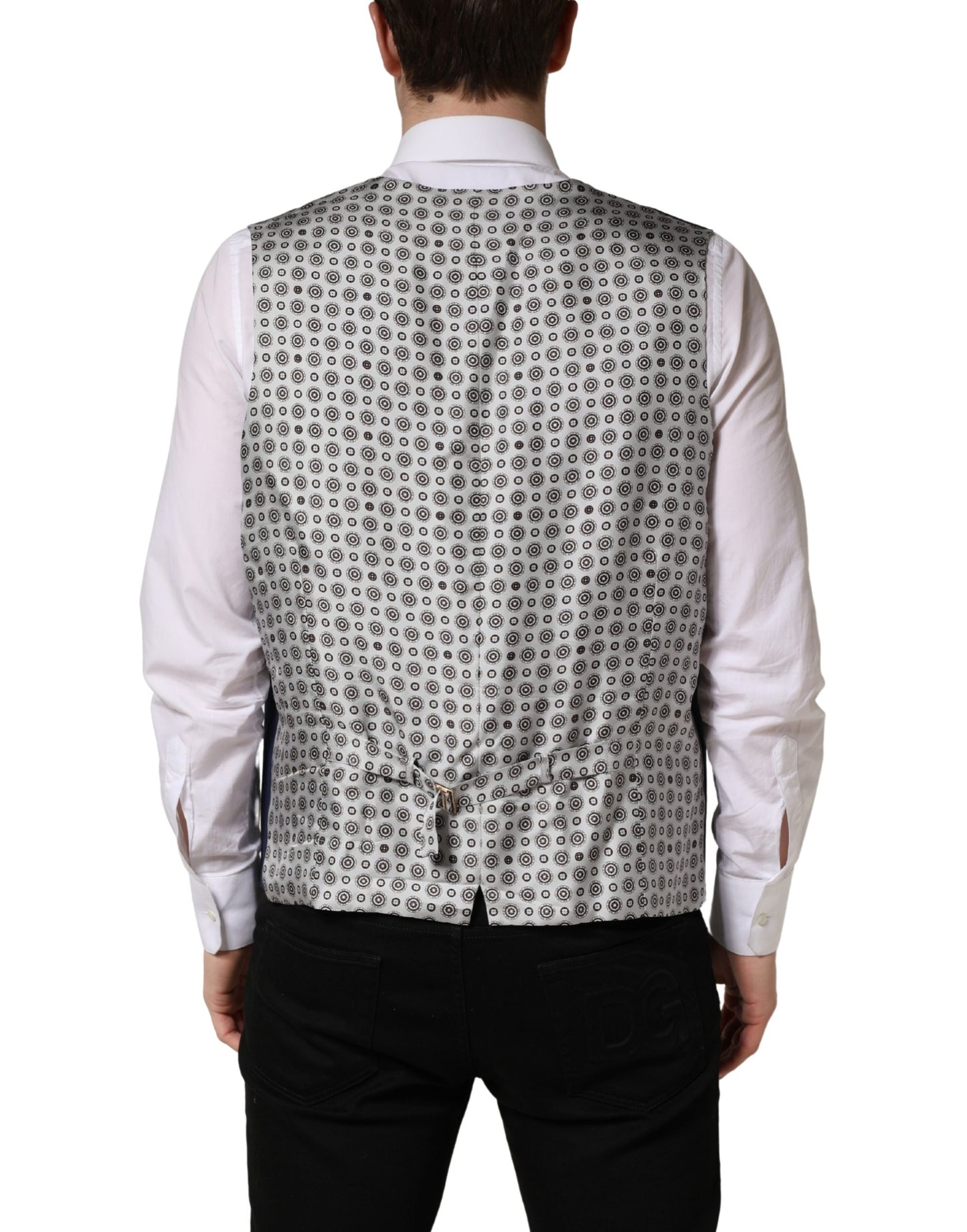 Dolce & Gabbana Navy Blue Wool Dress Formal Waistcoat Vest