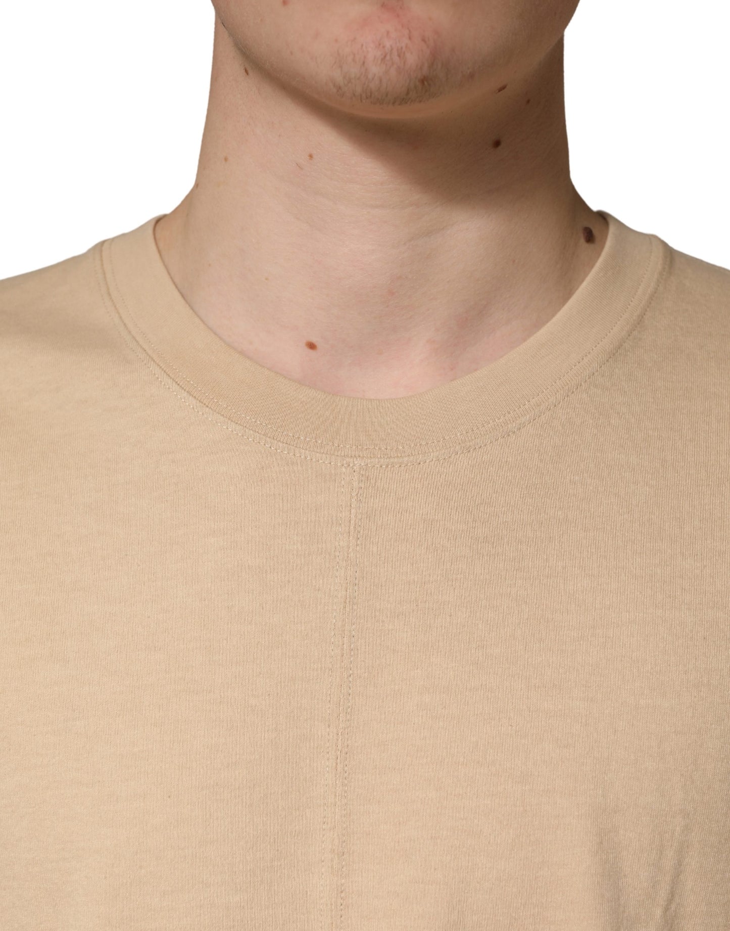 Dolce & Gabbana Beige Cotton Roundneck Oversized Fit T-shirt