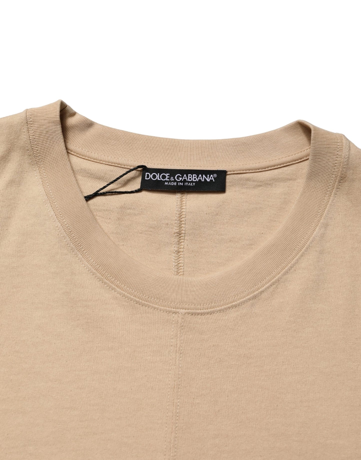 Dolce & Gabbana Beige Cotton Roundneck Oversized Fit T-shirt