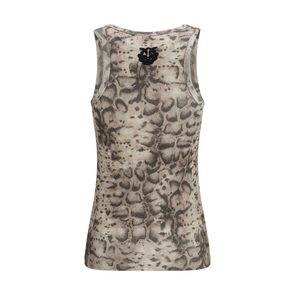 PINKO Beige Cotton Sleeveles T-Shirt
