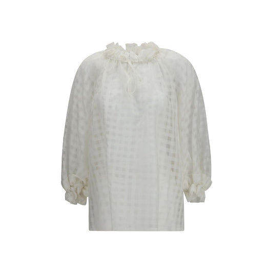 Sara Roka White Cotton Pattern Shirt