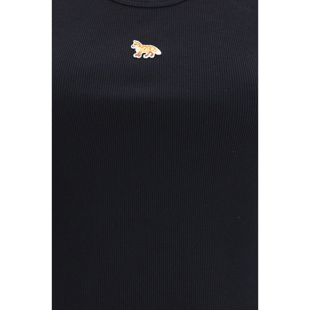 Maison Kitsuné Black Cotton Tank Tops
