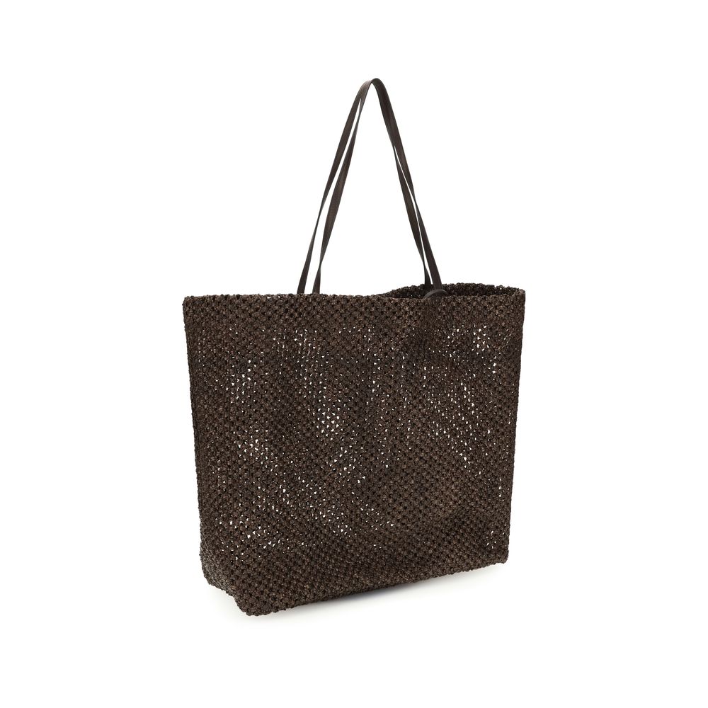 The Row Brown Raffia Shoulder Bag