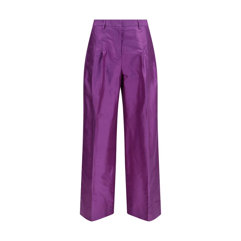 Sara Roka Purple Silk Casual Pants