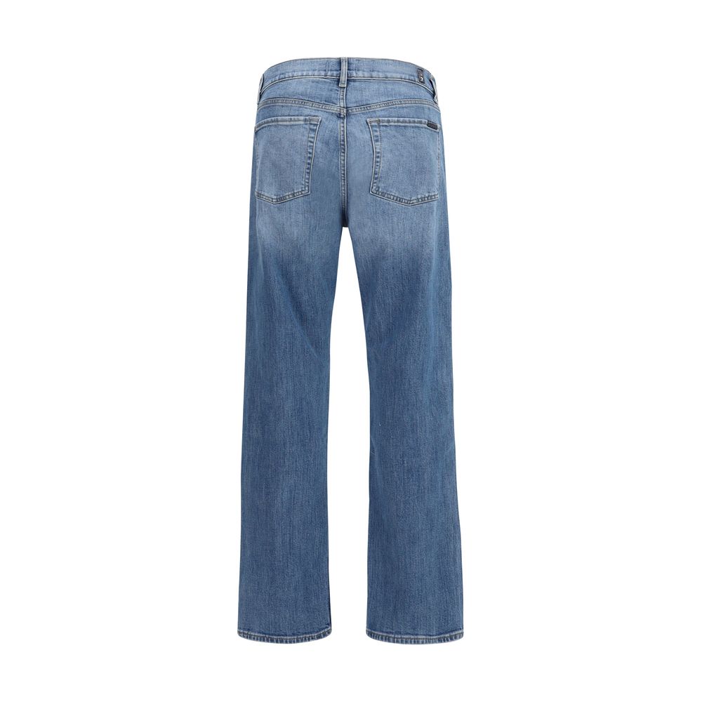 7FOR Blue Cotton Straight-Leg Jeans