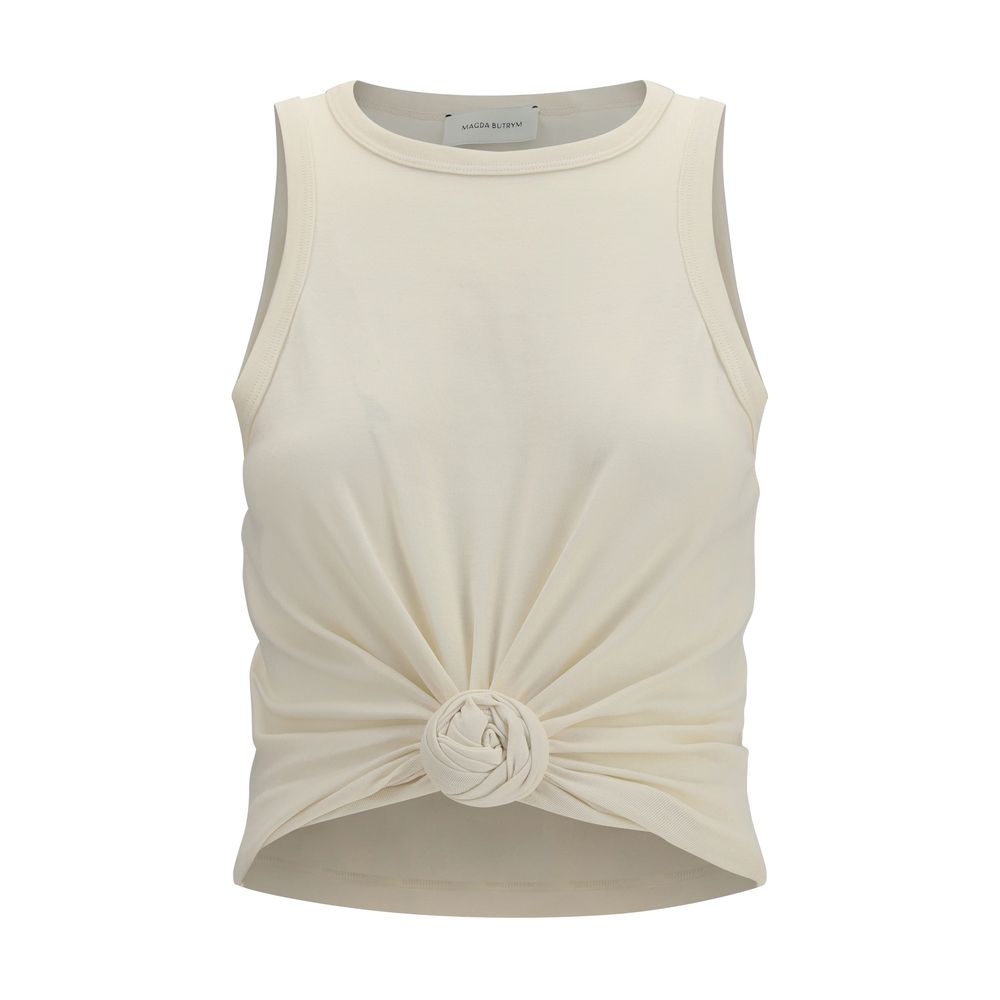 Magda Butrym Beige Cotton Sleeveles T-Shirt