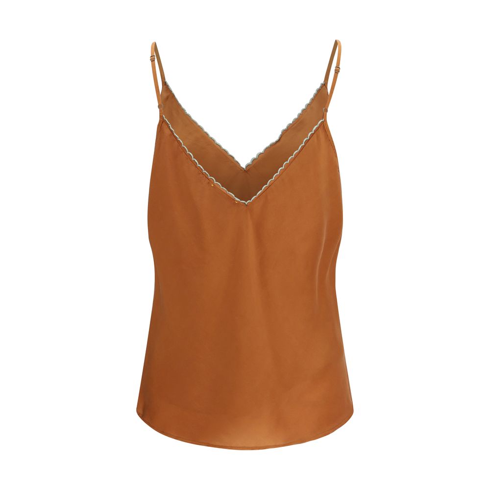 Forte_Forte Orange Silk Sleeveles T-Shirt