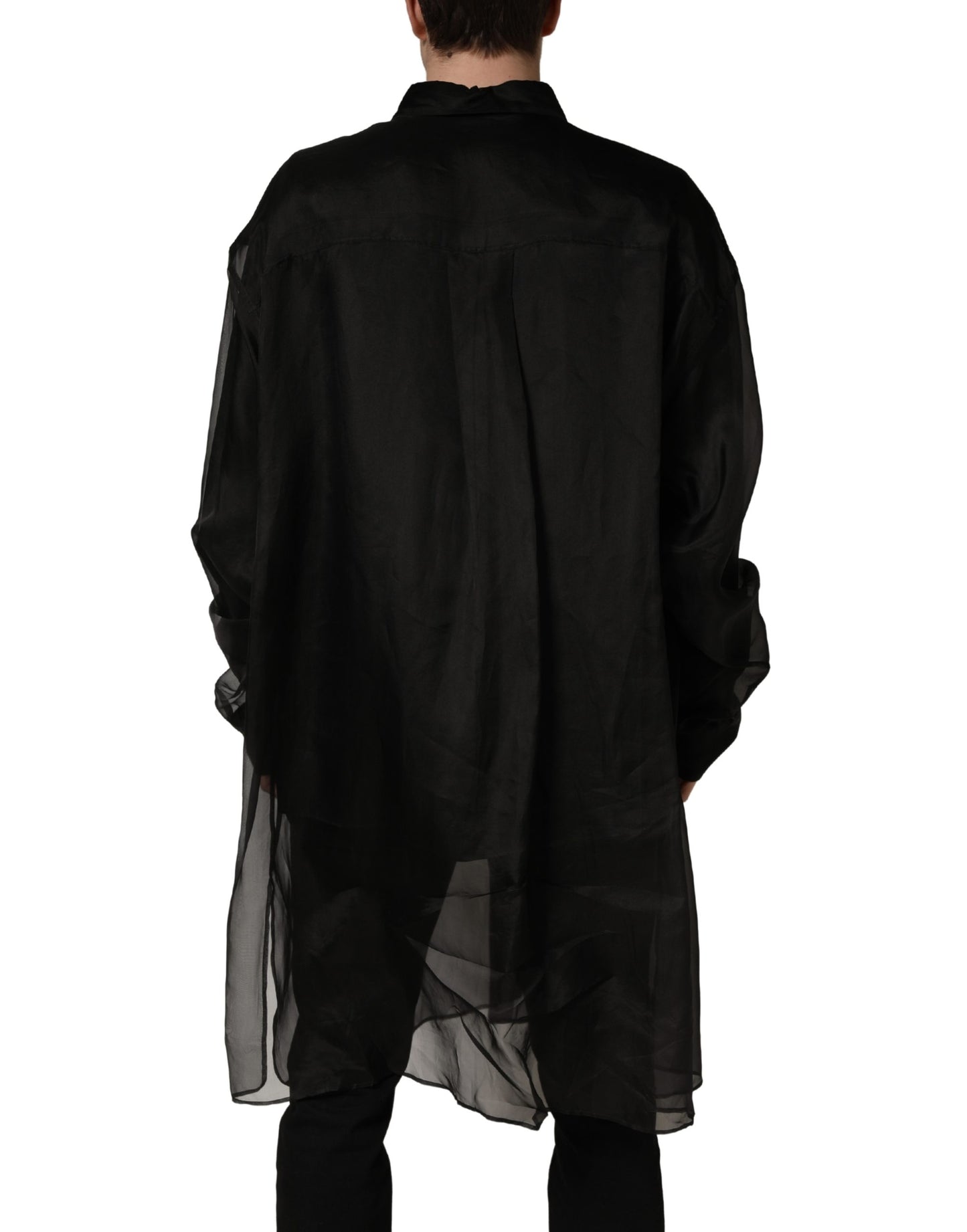 Dolce & Gabbana Black Ruffle Detail Semi Sheer Shirt Jacket
