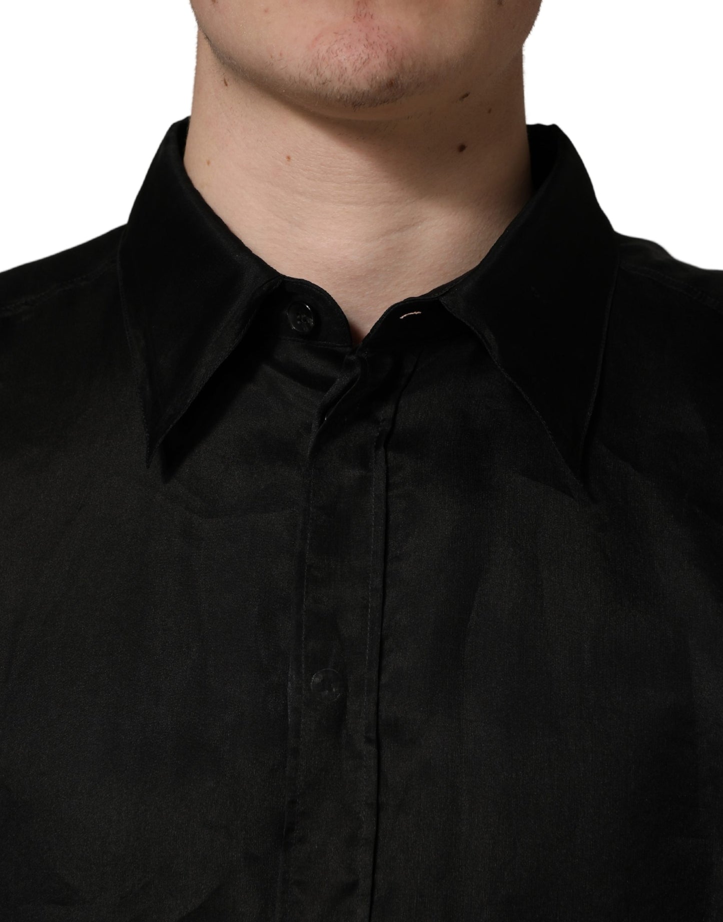 Dolce & Gabbana Black Ruffle Detail Semi Sheer Shirt Jacket
