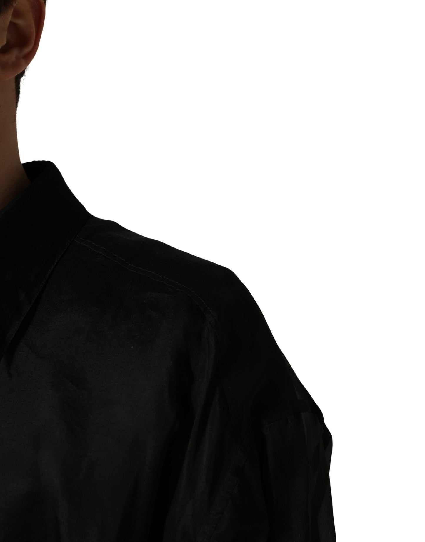 Dolce & Gabbana Black Ruffle Detail Semi Sheer Shirt Jacket