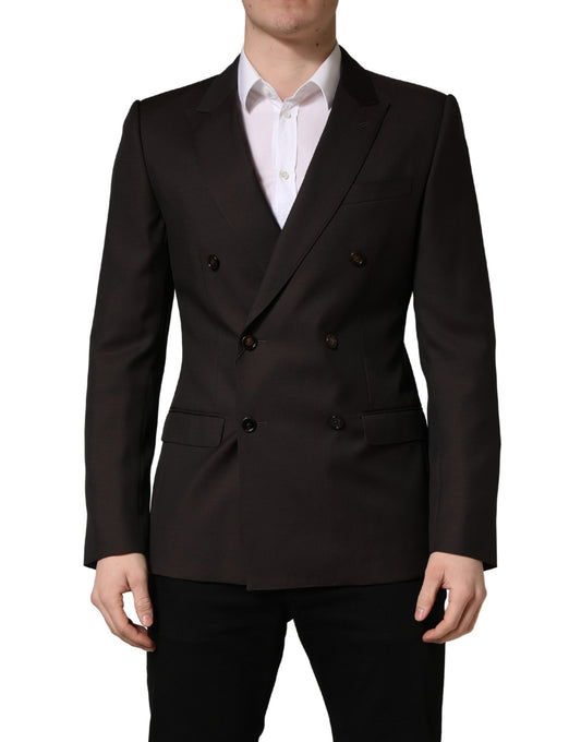 Dolce & Gabbana Dark Violet Wool Double Breasted Suit Jacket