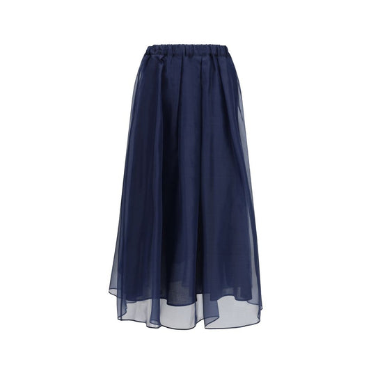 Max Mara Blue Cotton Long Skirt