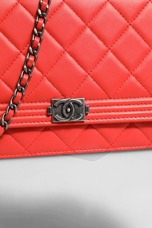 Chanel Boy Wallet on Chain Red Lambskin