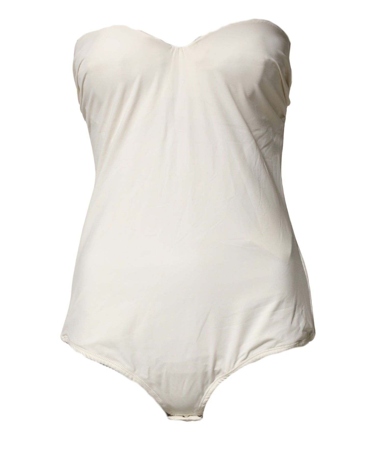 Elisabetta Franchi Off White Strapless One Piece Swimsuit Swimwear