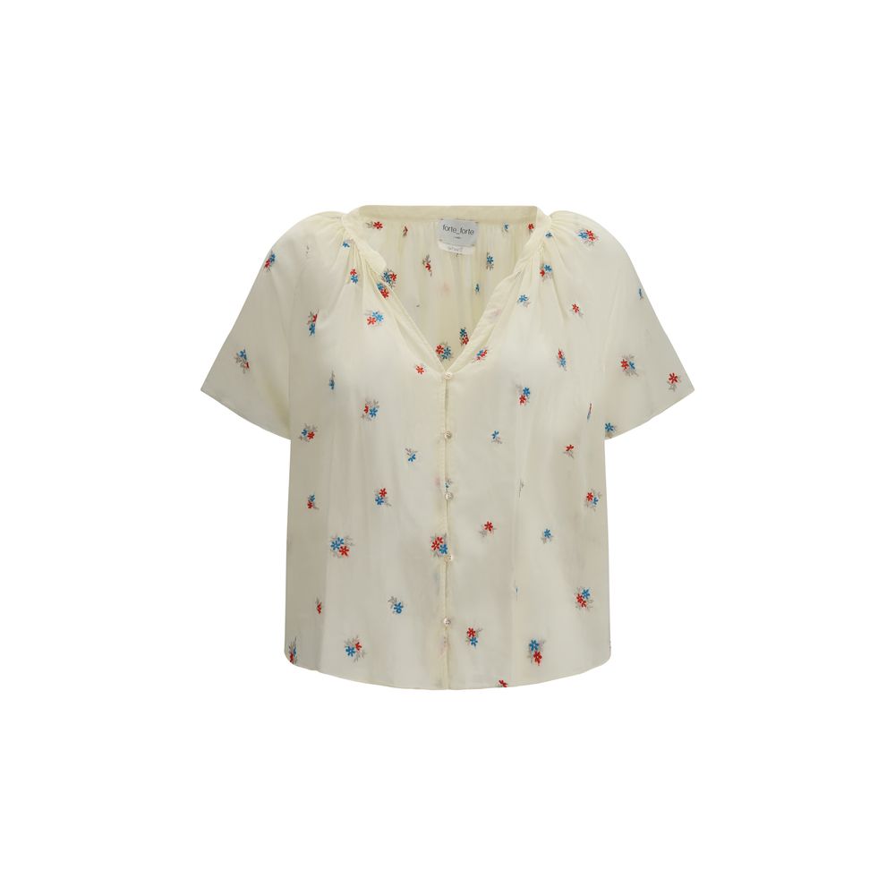 Forte_Forte Beige Cotton Pattern Shirt