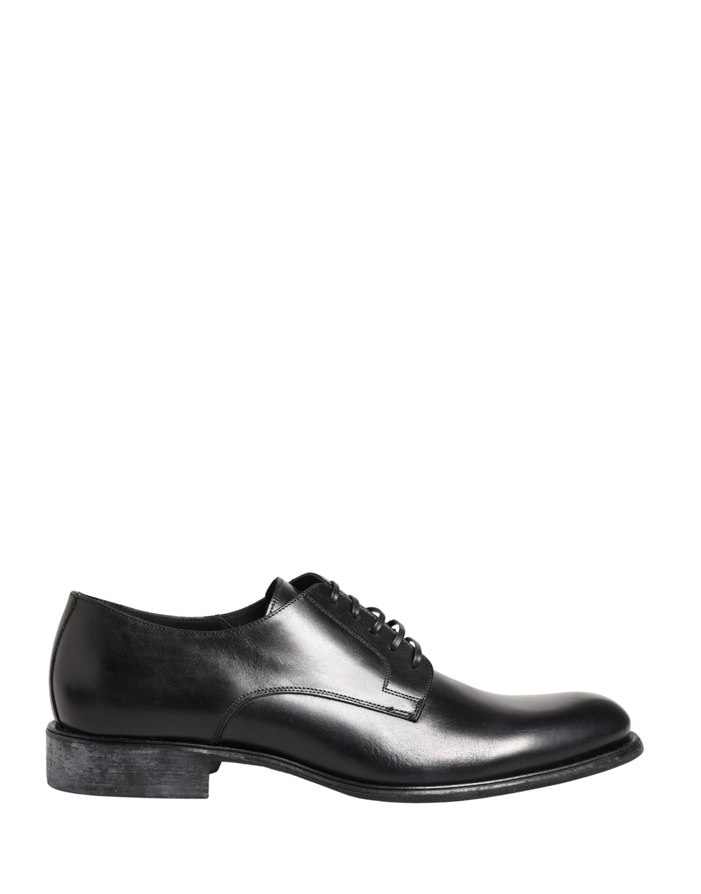 Dolce & Gabbana Black Calfskin Leather Derby Men Dress Shoes
