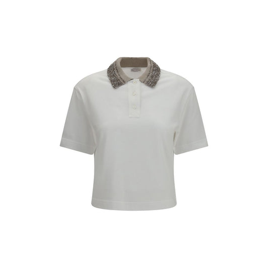 Brunello Cucinelli White Cotton Polo Shirt