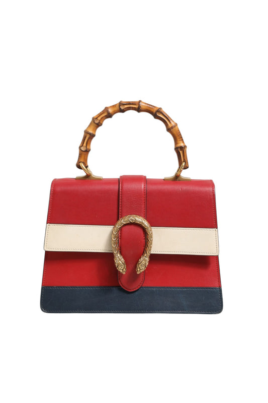 Gucci Dionysus Bamboo Medium Top Handle Bag White Blue Red