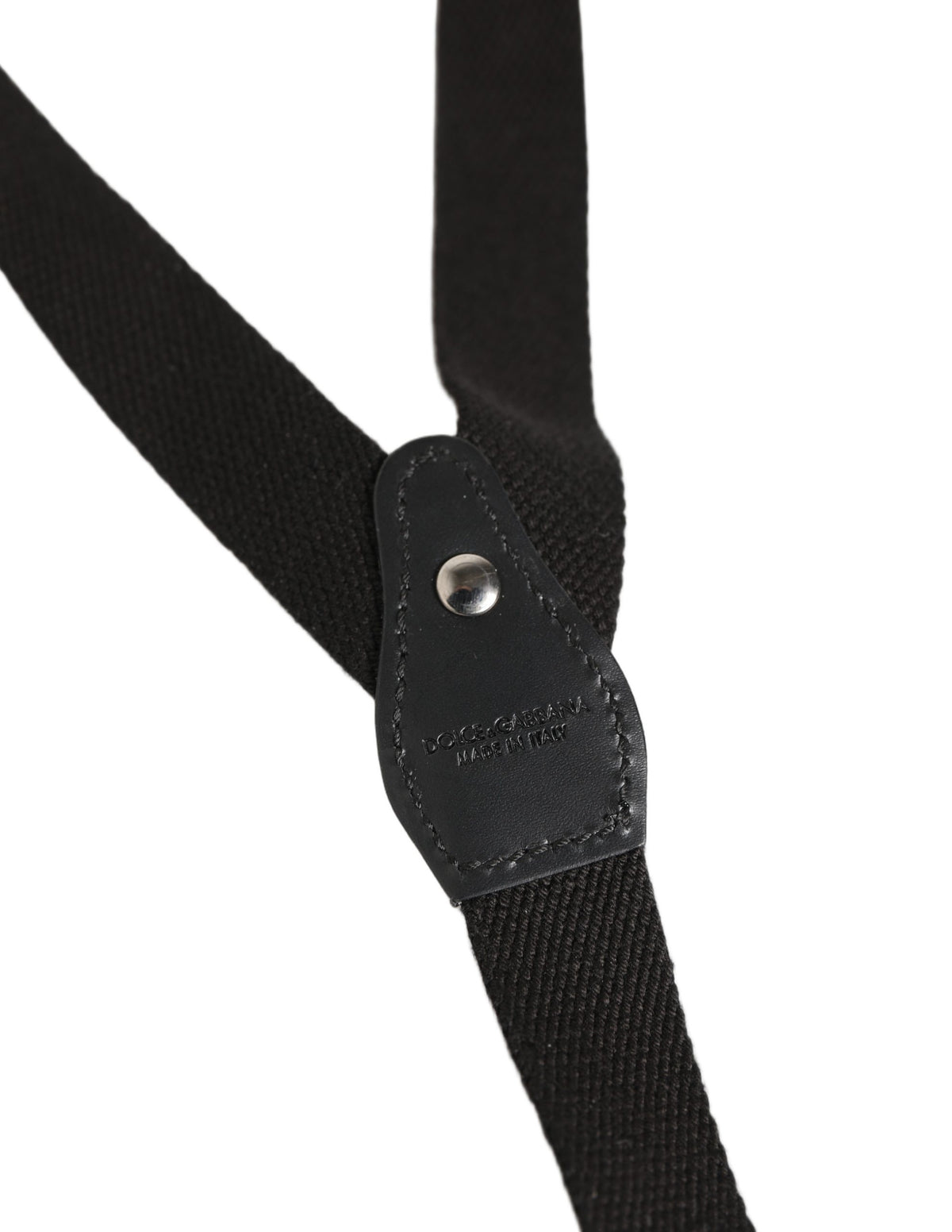 Dolce & Gabbana Black Cotton Leather Elastic Y-back Metal Clips Suspender