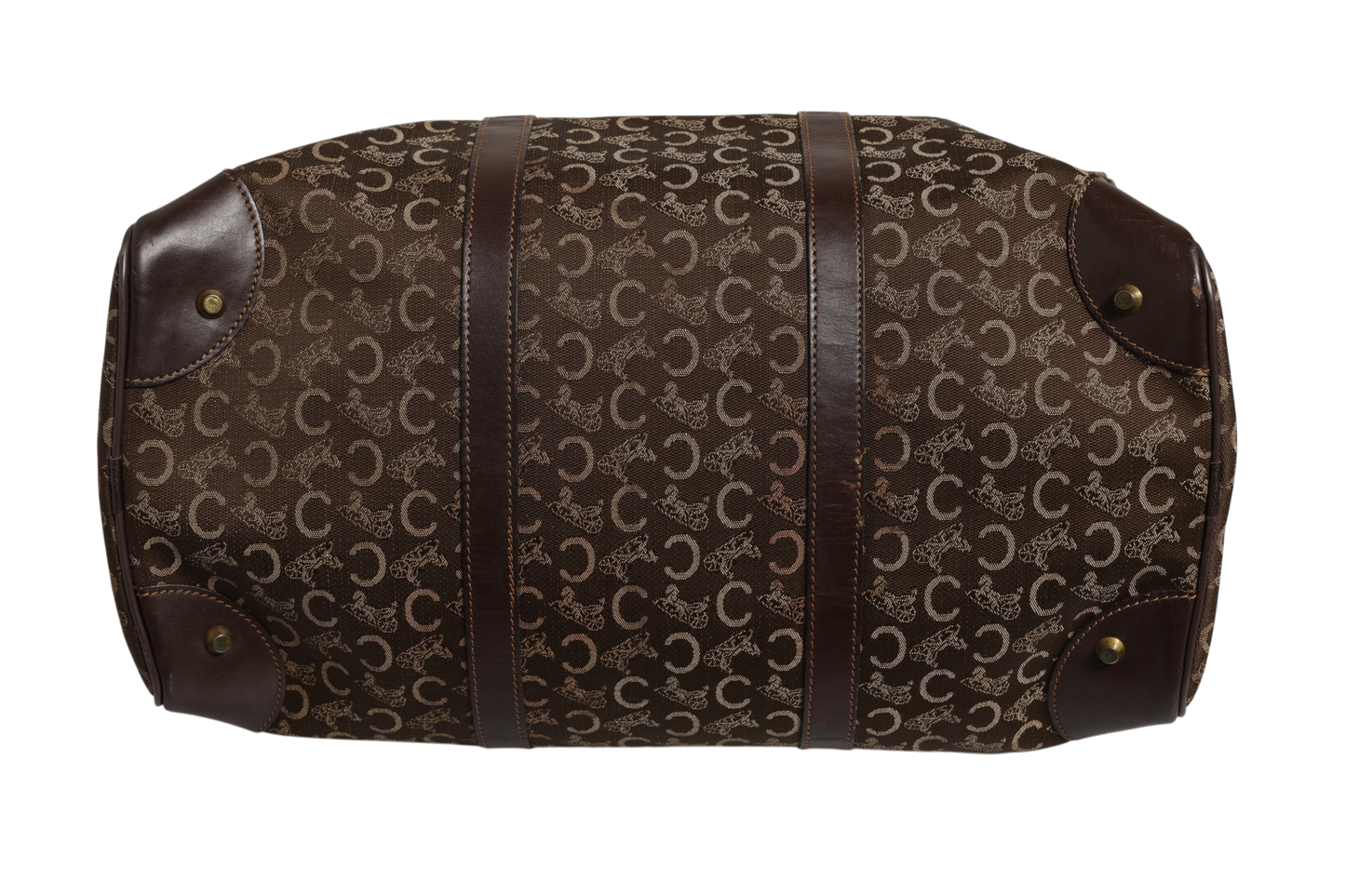 Celine Dark brown and Gold logo duffel