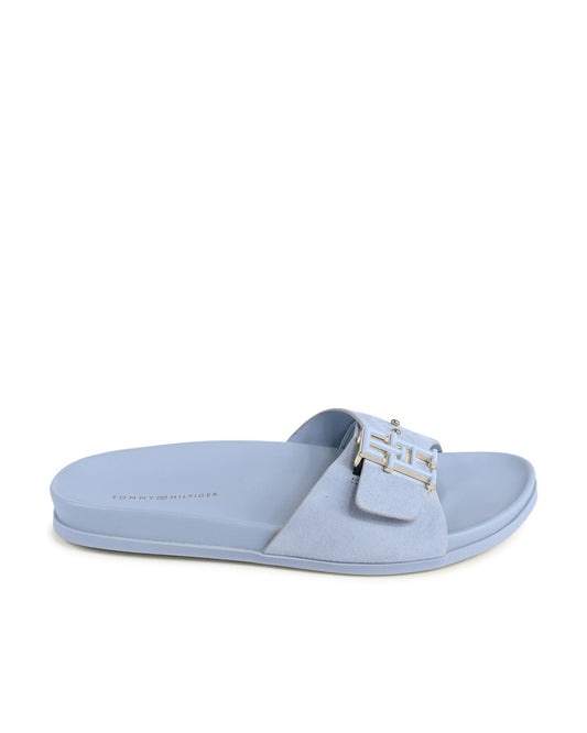 Tommy Hilfiger Blue Leather Flat Sandals