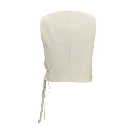 Brunello Cucinelli Beige Cotton Sleveless Jacket