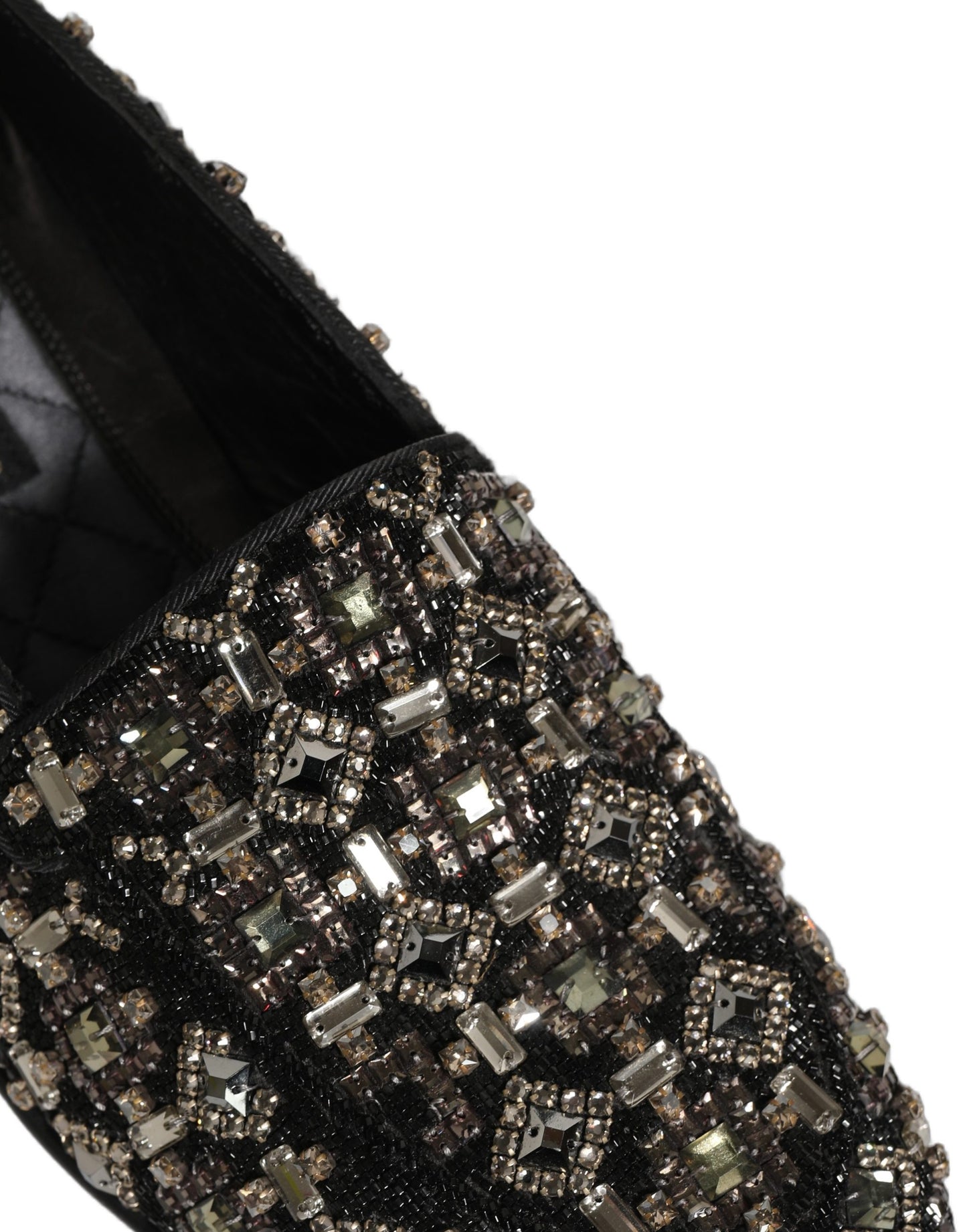 Dolce & Gabbana Silver Leather Logo Slip On Loafers Shoes