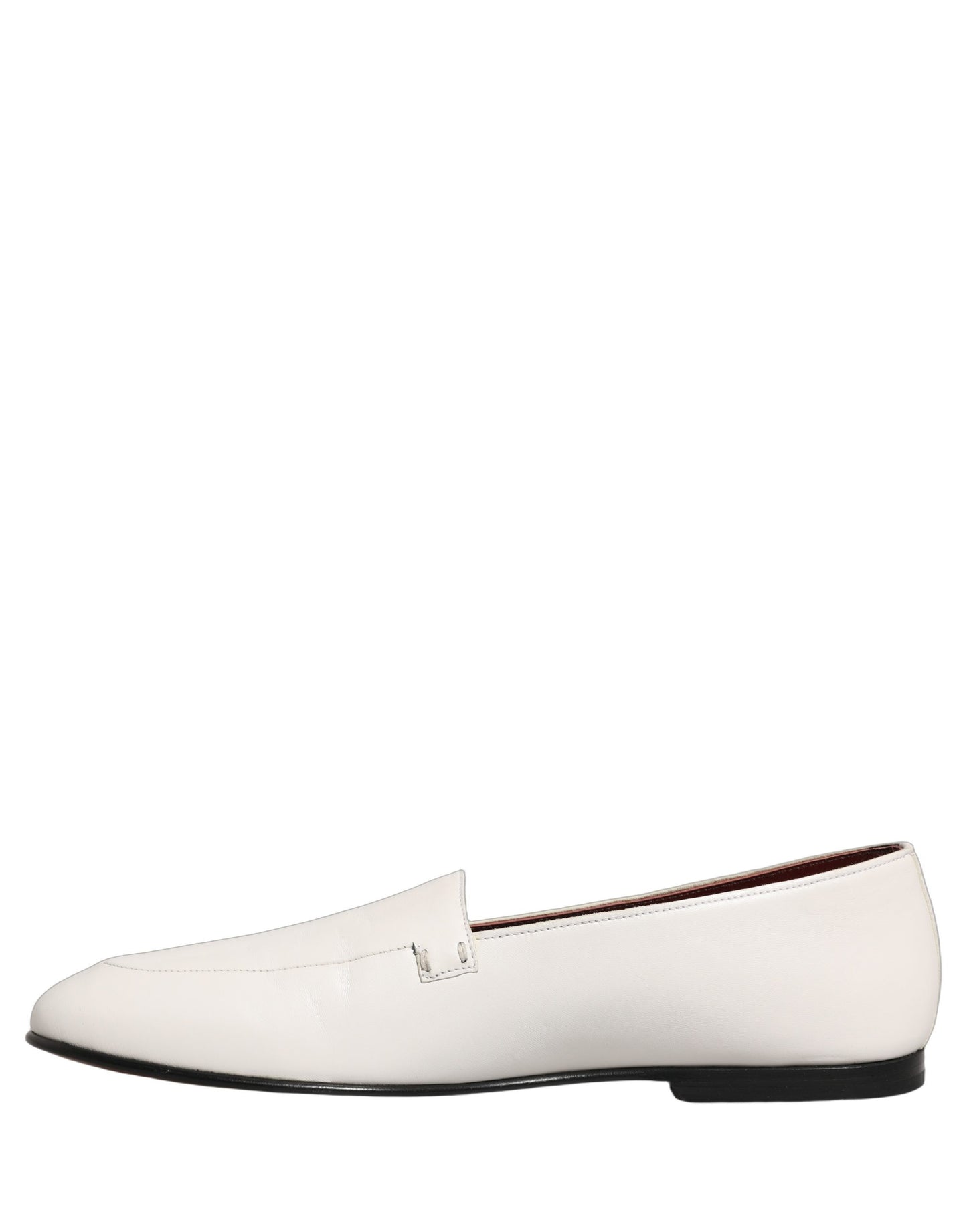 Dolce & Gabbana White Leather Logo Slip On Men Loafers Shoes