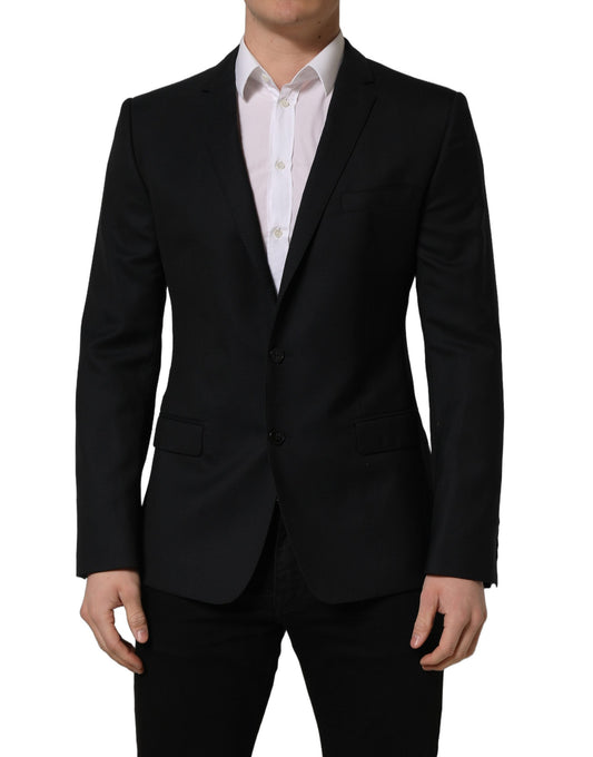 Dolce & Gabbana Dark Blue Wool Single Breasted Blazer Jacket