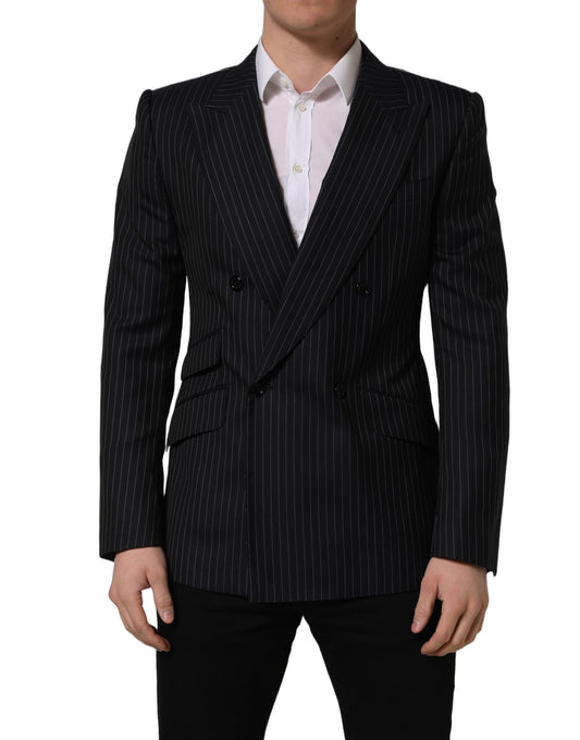 Dolce & Gabbana Dark Gray Stripes Wool Double Breasted Jacket