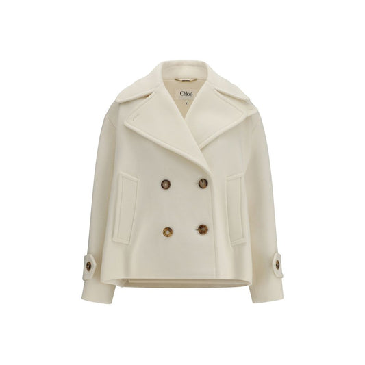 Chloé White Wool Oves Aries Coat