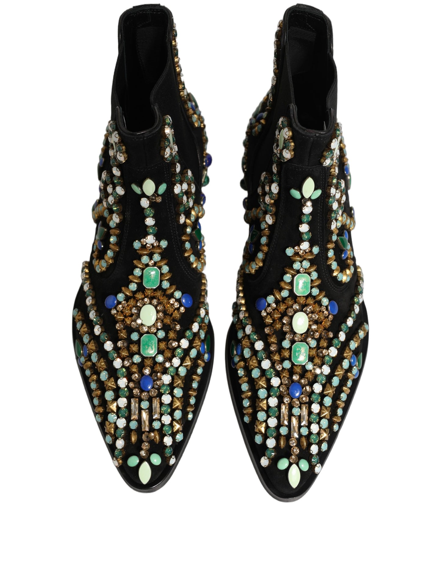 Dolce & Gabbana Black Embellished Chelsea Ankle Boots Shoes