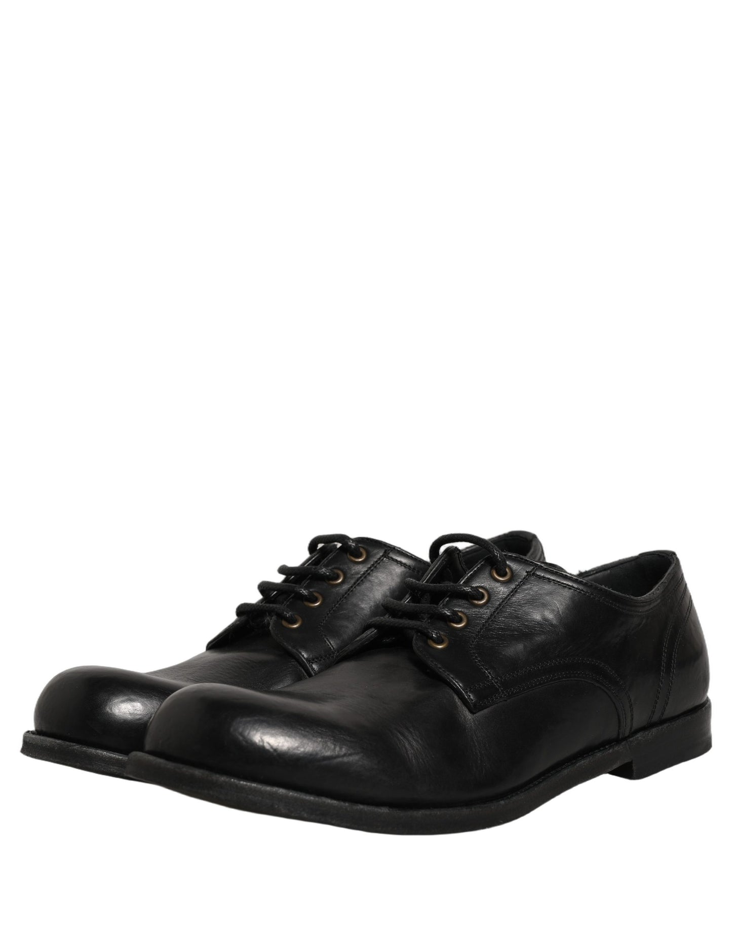 Dolce & Gabbana Black Leather Men Derby Dress Formal Shoes