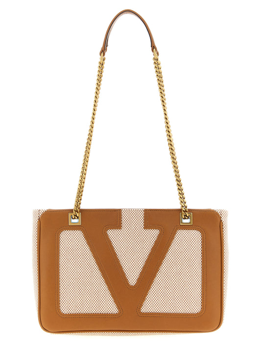 Valentino Garavani Brown Cotton Shoulder Bag