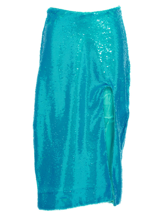 Ganni Blue Recycled Polyester Midi Skirt