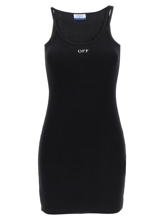 Off-White Black Cotton Short Dress