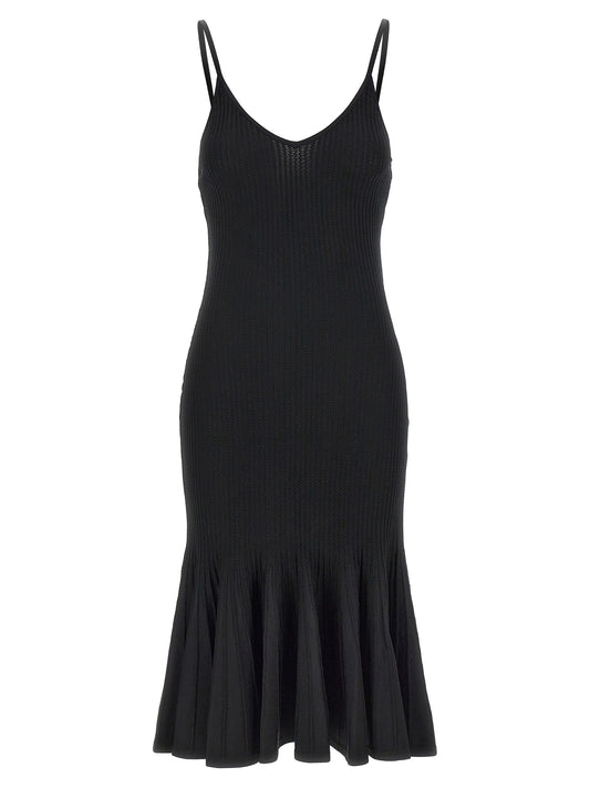Khaite Black Viscose Midi Dress
