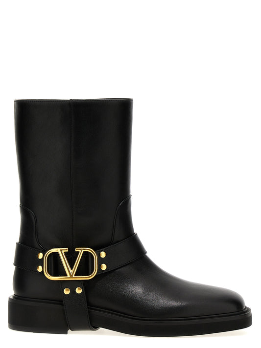 Valentino Garavani Black Calfskin Ankle Boots