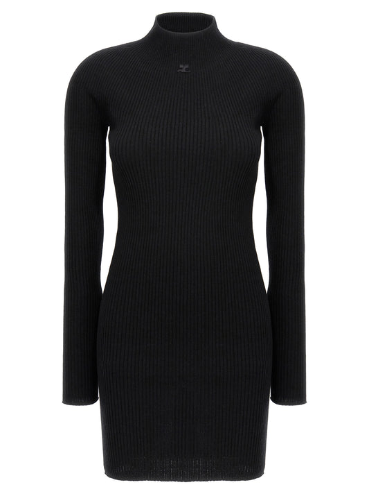 Courrèges Black Cotton Short Dress