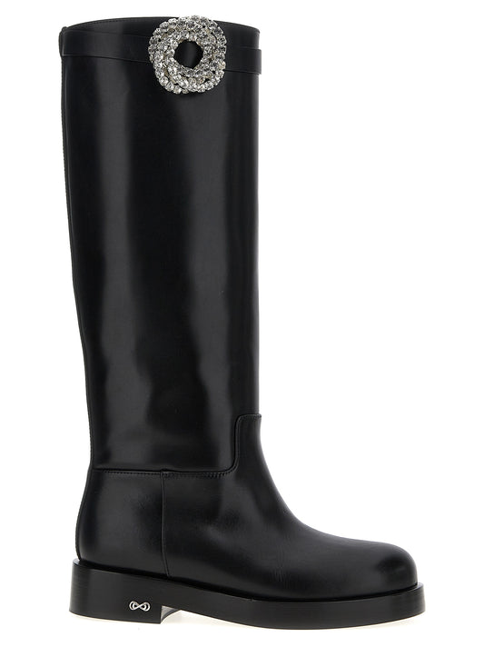 MACH & MACH Black Calfskin Over The Knee
