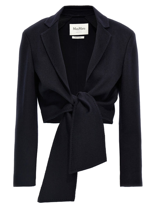 Max Mara Blue Wool Full-Length Jacket