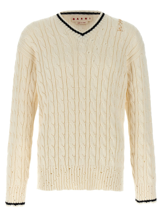 Marni White Cotton Cardigan