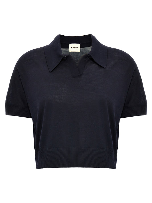 Khaite Blue Wool Shortsleeve Shirt