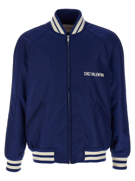 Valentino Garavani Blue Polyamide Bomber