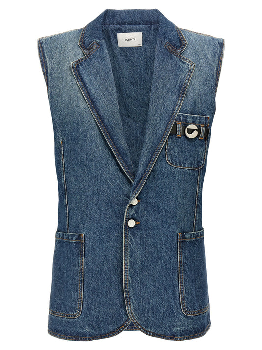 Coperni Blue Cotton Sleeveless Jacket