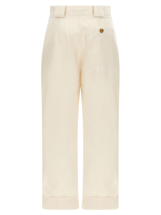 Max Mara White Cotton Casual Pants